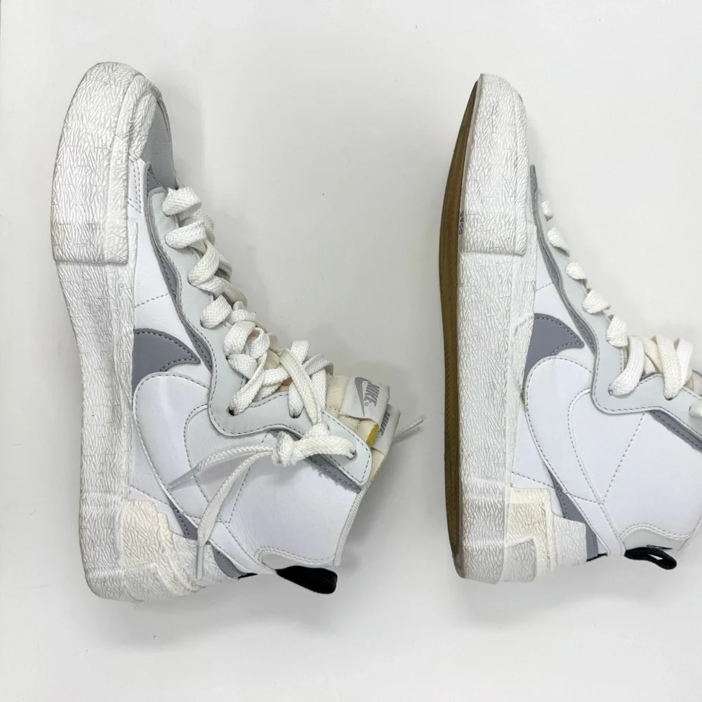 Nike sacai x Blazer Mid White Grey Tennis Shoe Sneakers - Picture 3 of 14